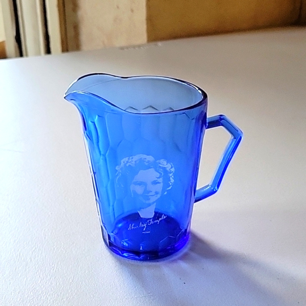 Vintage Cobalt Blue Shirley Temple Creamer